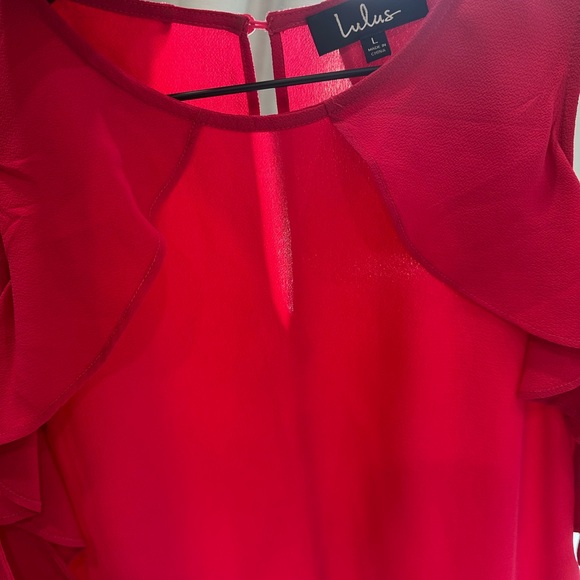 Lulu's Vibrant Pink Cold Shoulder Blouse - Picture 5 of 7